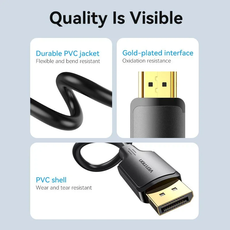 كيبل Vention HFOBJ من DisplayPort إلى HDMI بطول 5 متر، أسود - Image 3