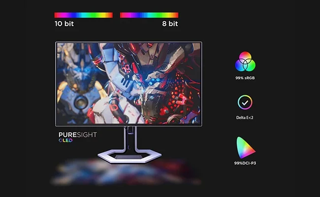 شاشة ألعاب Lenovo Legion Pro 27Q-10 مقاس 26.5 إنش QD-OLED بدقة QHD ومعدل 280 هرتز وزمن استجابة 0.03 مللي ثانية، أبيض - Thumbnail 9