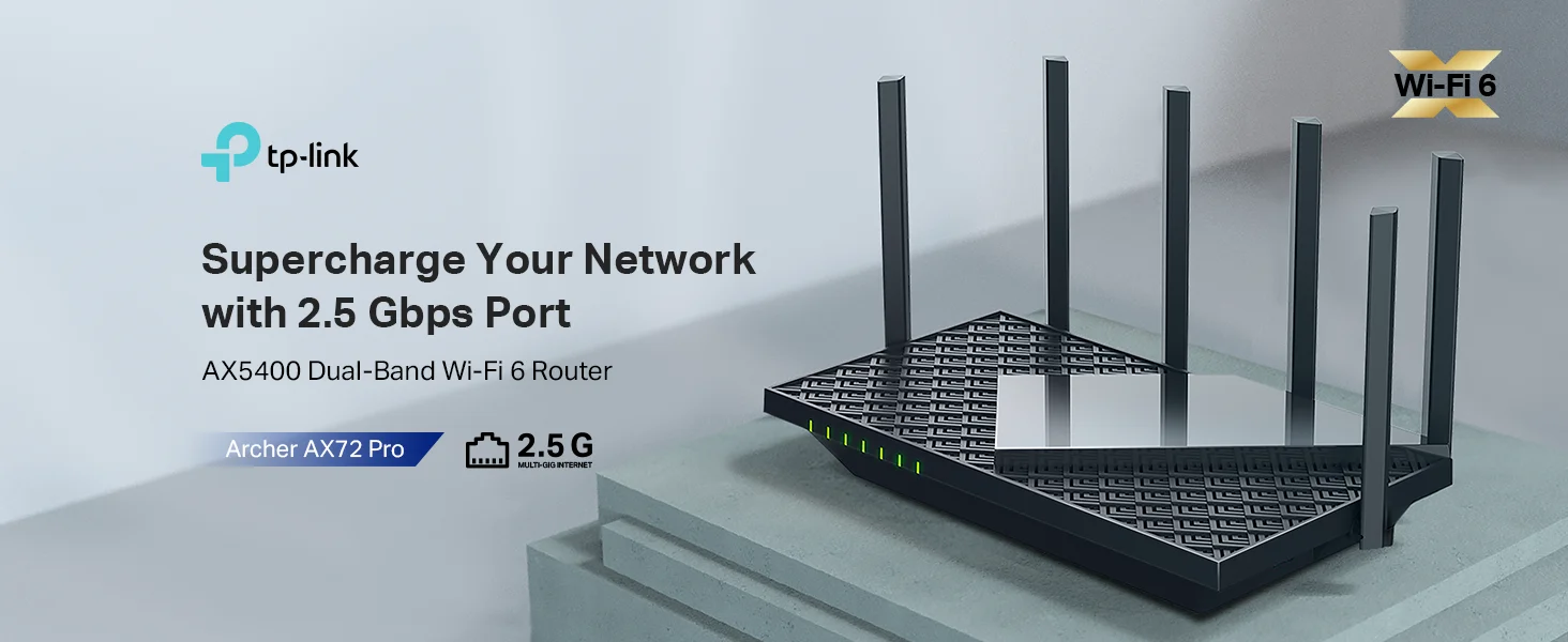 راوتر TP-LINK Archer AX72 Pro AX5400 Wi‑Fi 6 ثنائي النطاق مع منفذ 2.5 Gbps - Image 7
