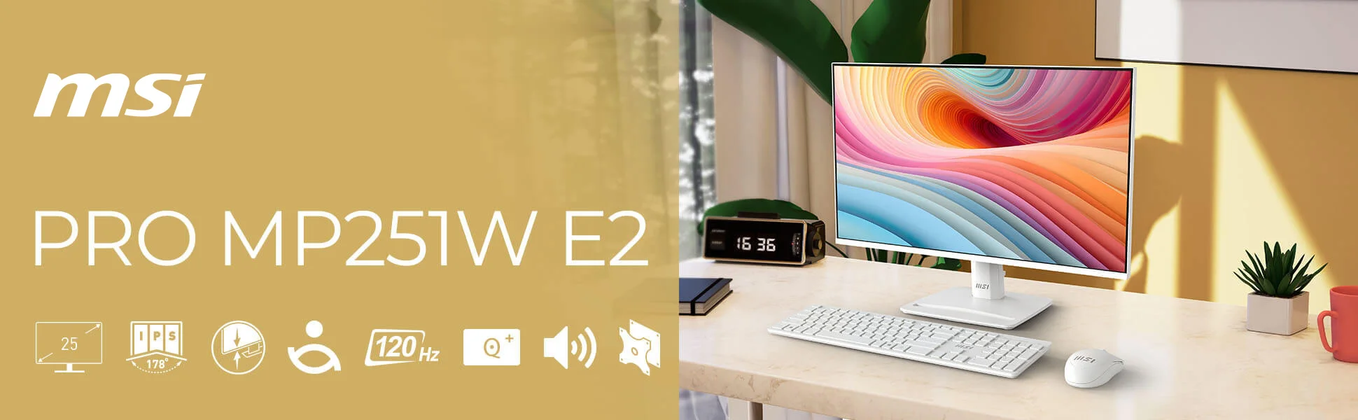 MSI 25-Inch IPS Full HD 120Hz 1ms Business Monitor PRO MP251W E2 - White - Thumbnail 11