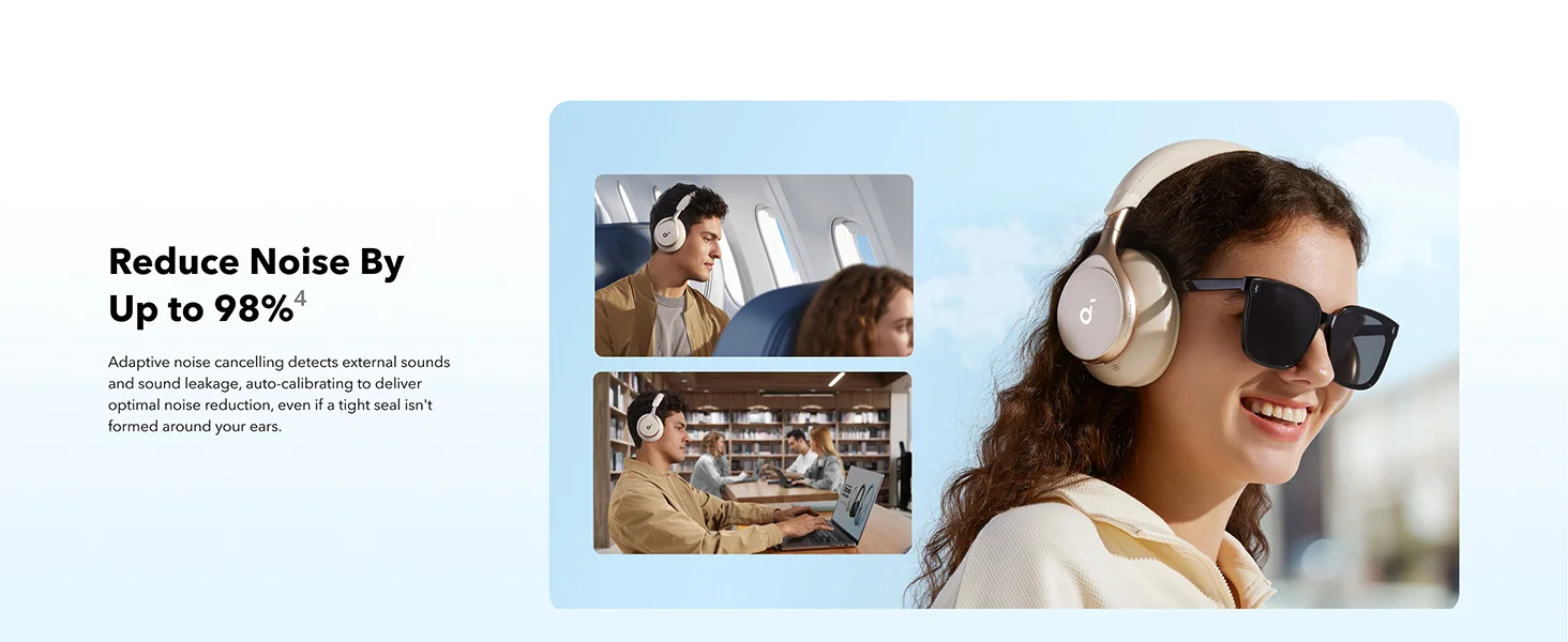 Anker Soundcore Space One ANC Headphones, 2X Voice Reduction, 40H ANC, Bluetooth 5.3, White - Image 12