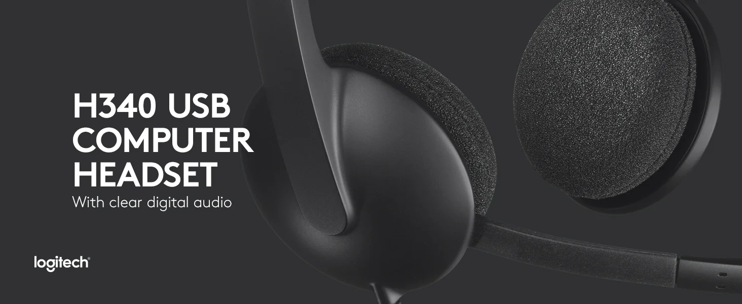 سماعة رأس Logitech H340 سلكية ستيريو USB مع ميكروفون عازل للضوضاء، أسود - Thumbnail 3
