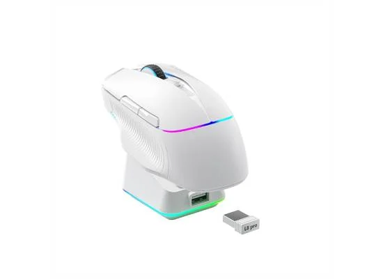 ماوس ألعاب MACHENIKE L8 Pro لاسلكي 8KHz مع قاعدة شحن RGB، 26000 DPI، أبيض - Thumbnail 8