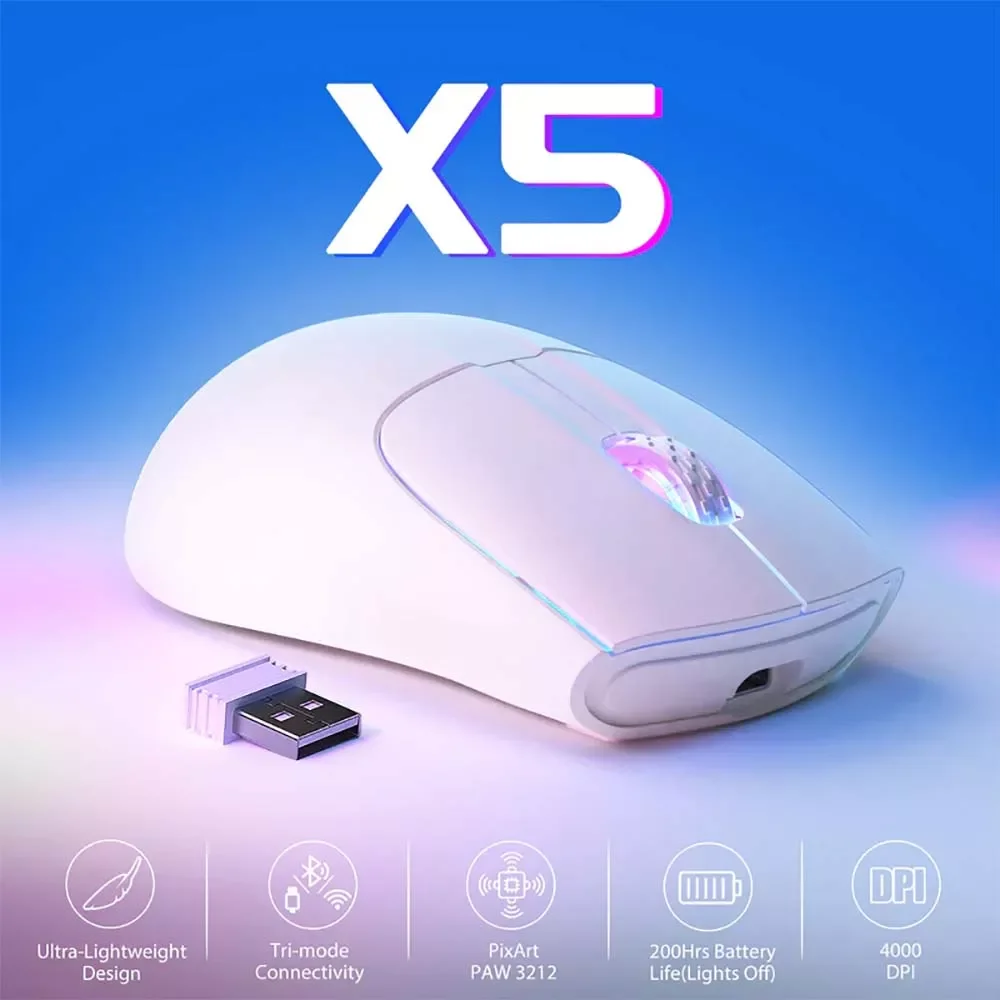 ATTACK SHARK X5 Wireless Gaming Mouse - White - Thumbnail 11