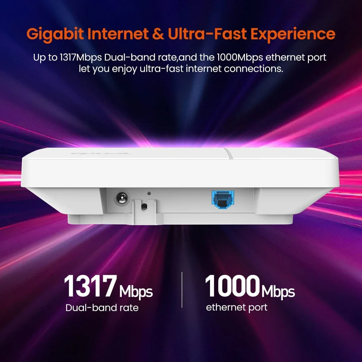 جهاز لاسلكي لتوسيع وتحسين نطاق الانترنت سقفي مزدوج النطاق AC1200 جيجابت مع PoE من Tenda i24، أبيض - Thumbnail 7