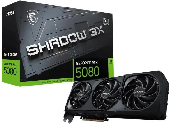 MSI GeForce RTX 5080 SHADOW 3X OC 16GB GDDR7 Graphics Card - Thumbnail 3