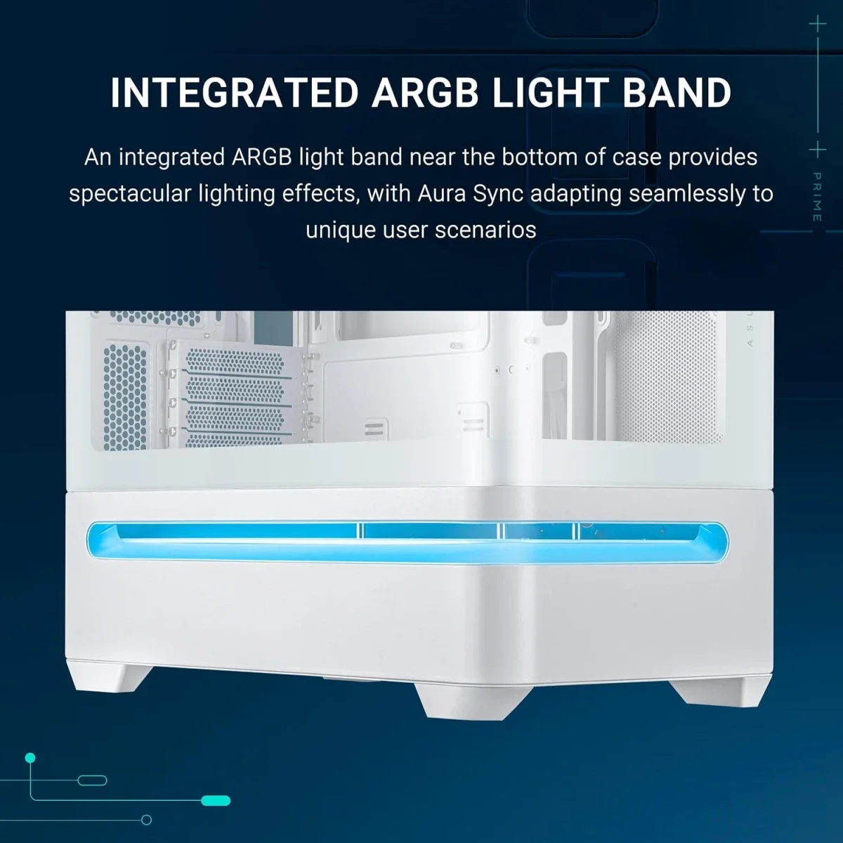 Asus Prime AP202 ARGB White Micro-ATX PC Case with Curved Tempered Glass and 3 ARGB Fans - Image 4