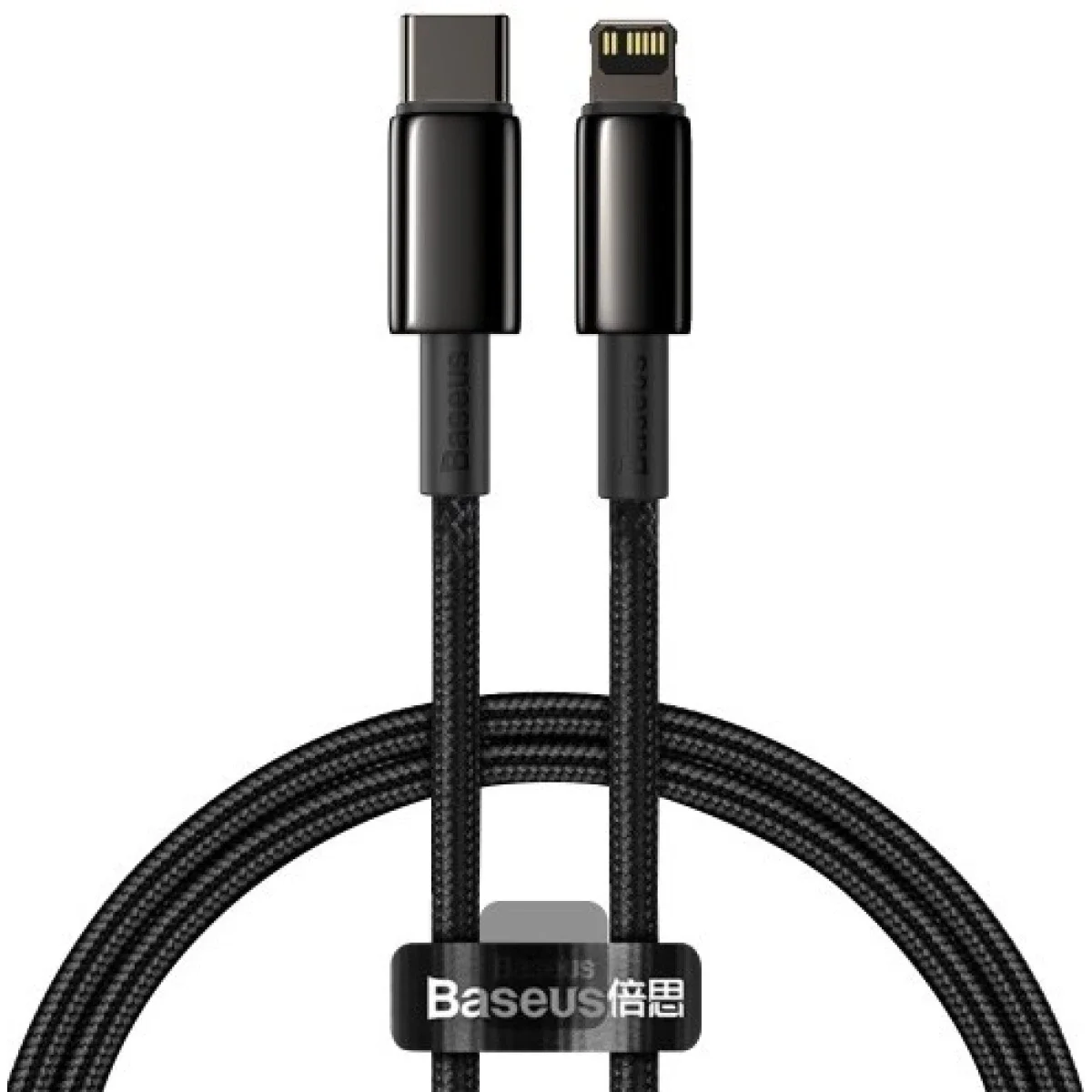 كابل Baseus Tungsten Gold من USB-C إلى Lightning شحن سريع PD 20W بطول 1 متر أسود - Image 2