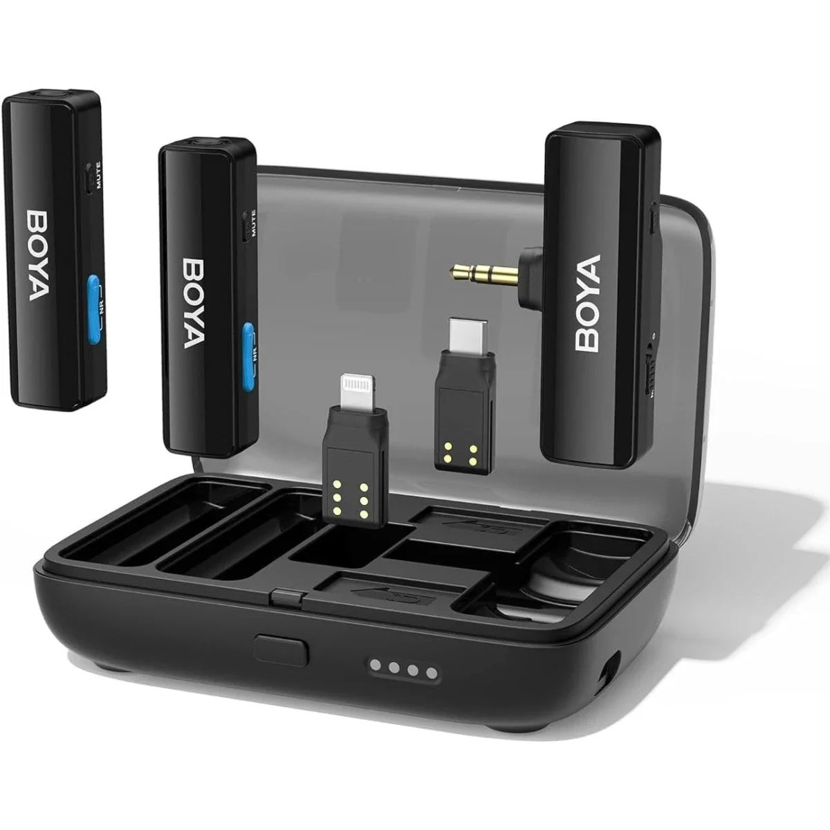 Boya BOYALINK All-in-One Wireless Lavalier Microphone System with Charging Case, Black
