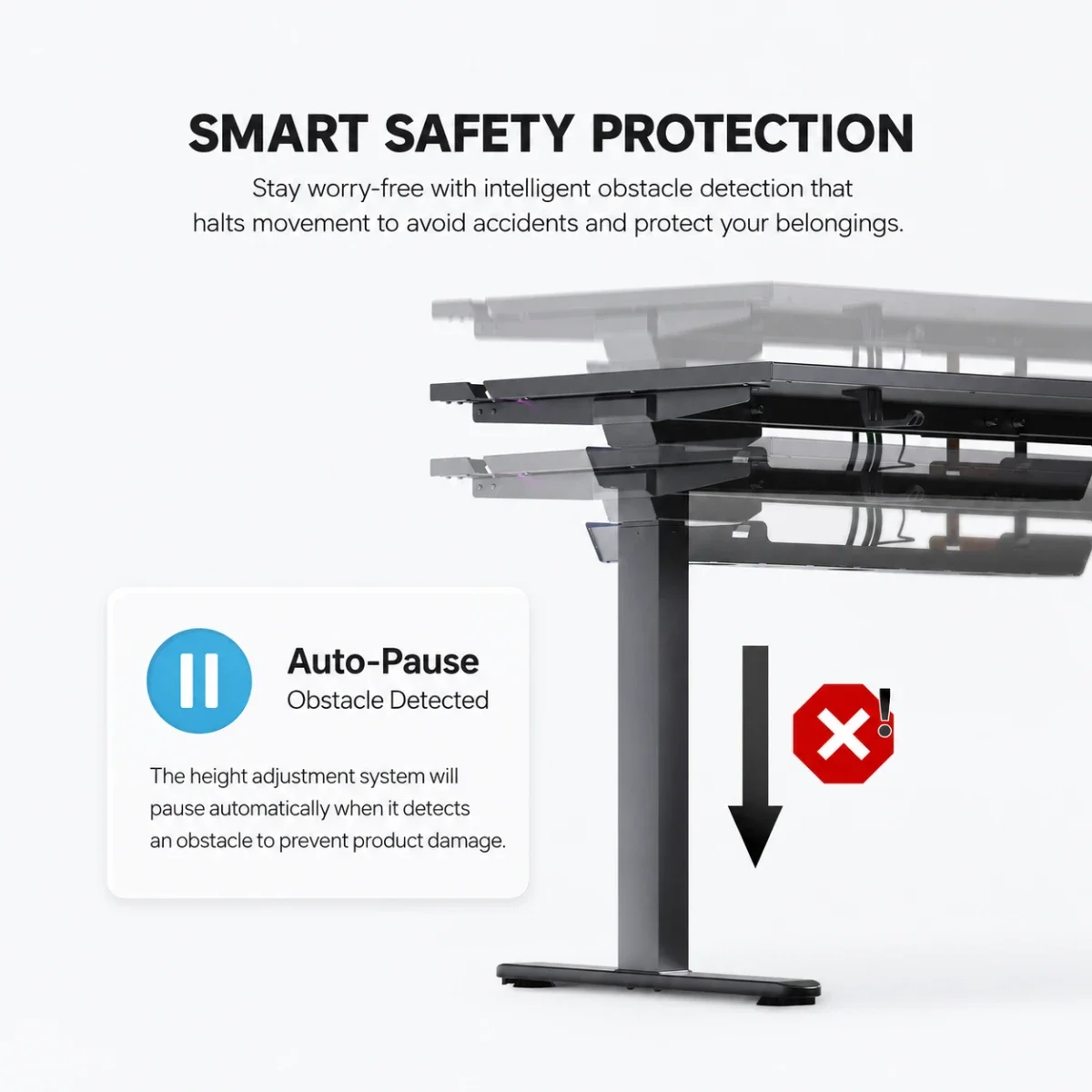 مكتب وقوف قابل للتعديل كهربائياً Fantech WorkStation DUBLIN DW114 أسود 140 × 70 سم - Image 8