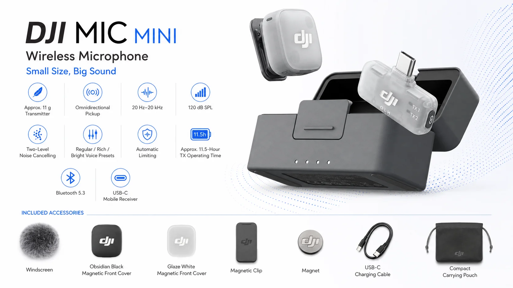 طقم ميكروفون لاسلكي DJI Mic Mini 2 مع مستقبل USB-C وعلبة شحن - Image 8