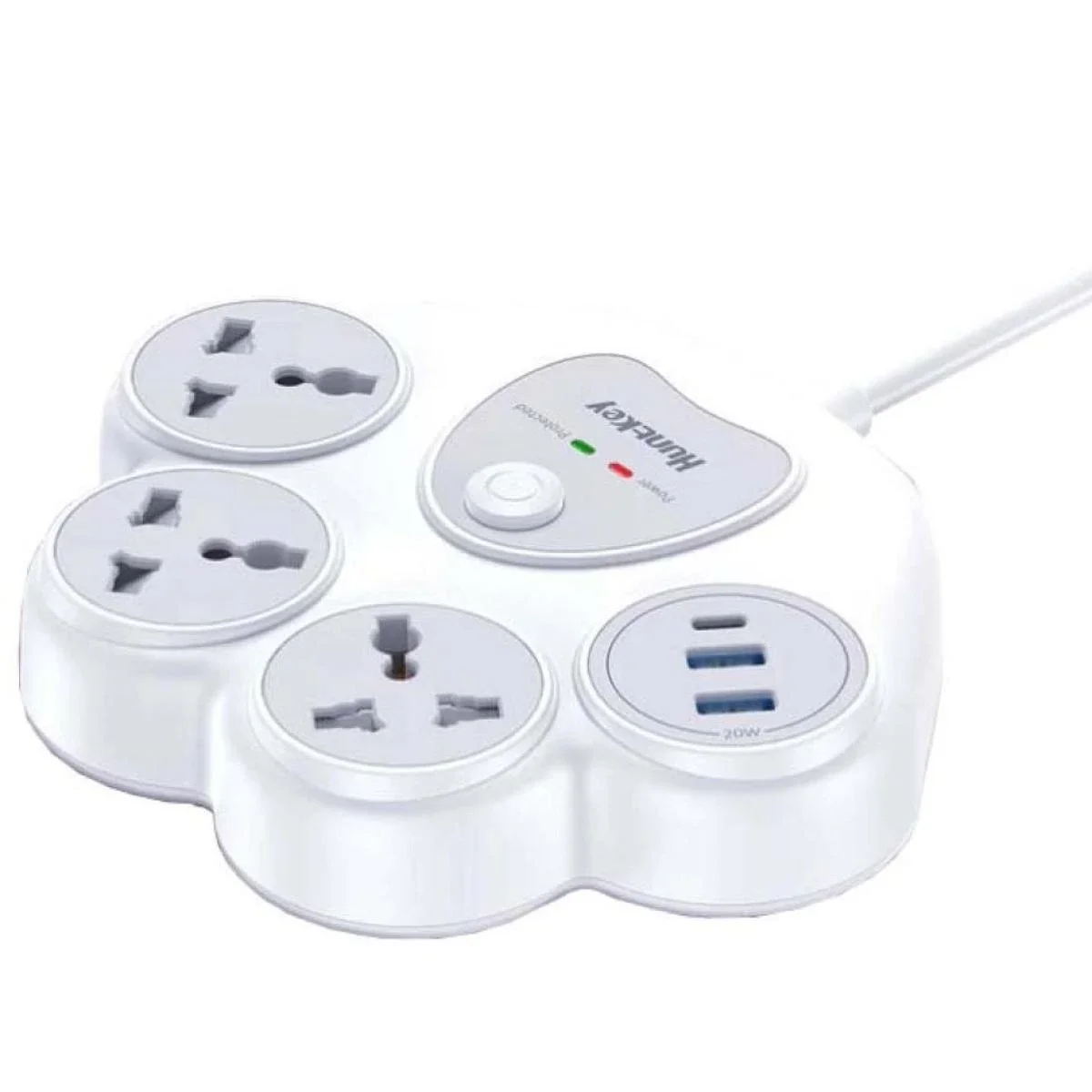 وصلة كهرباء مكتبية Huntkey بـ 3 مقابس ومنفذي USB ومنفذ USB-C وكابل 1.5 متر Charge PUB F20