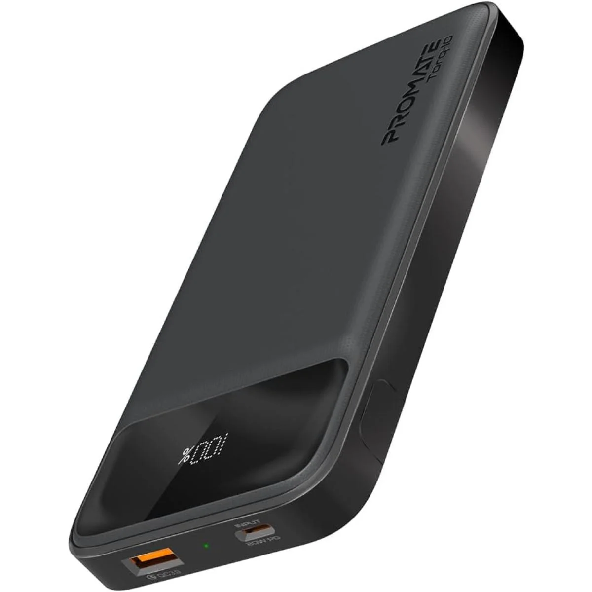 باور بانك Promate Torq-10 بسعة 10000mAh نحيف جدًا مع USB-C PD 20W أسود - Image 2