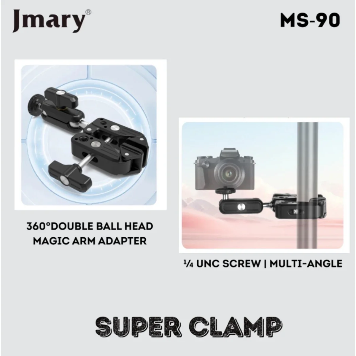 مشبك متعدد الوظائف Jmary MS-90 من الألمنيوم للكاميرا والهاتف - أسود - Image 2