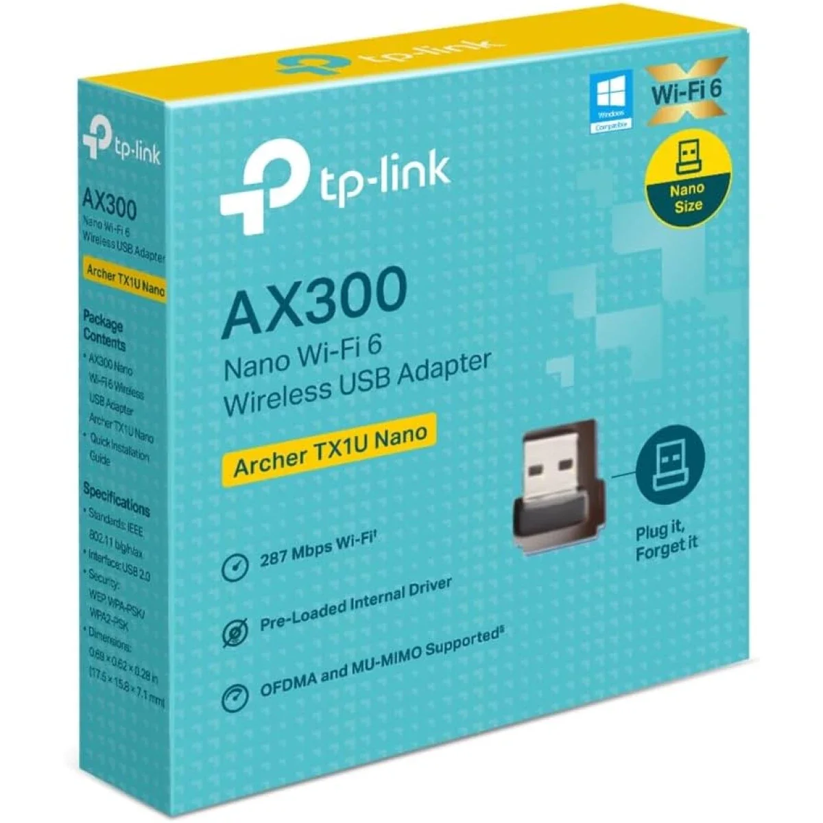 محول USB لاسلكي TP-LINK Archer TX1U Nano Wi‑Fi 6 AX300 - Image 1