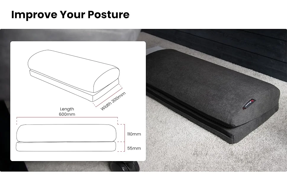 Arozzi Adjustable Memory Foam Under-Desk Footrest - Dark Grey - Image 11