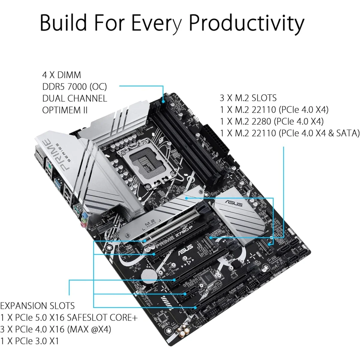 Asus Prime Z790-P DDR5 ATX Motherboard for Intel 13th & 12th Gen with 3x M.2, Thunderbolt 4 and RGB Lighting - Image 3