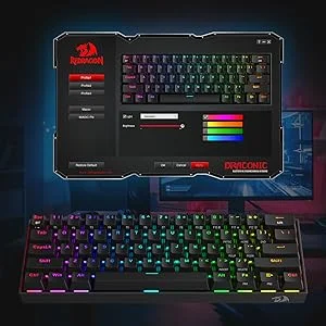 Redragon K530 Pro Draconic 60% Wireless RGB Mechanical Gaming Keyboard, 61 Keys, Brown Switches, Black - Thumbnail 14