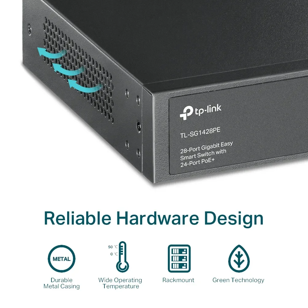 سويتش TP-LINK TL-SG1428PE جيجابت Easy Smart مع 28 منفذ و24 منفذ PoE+ - Thumbnail 2