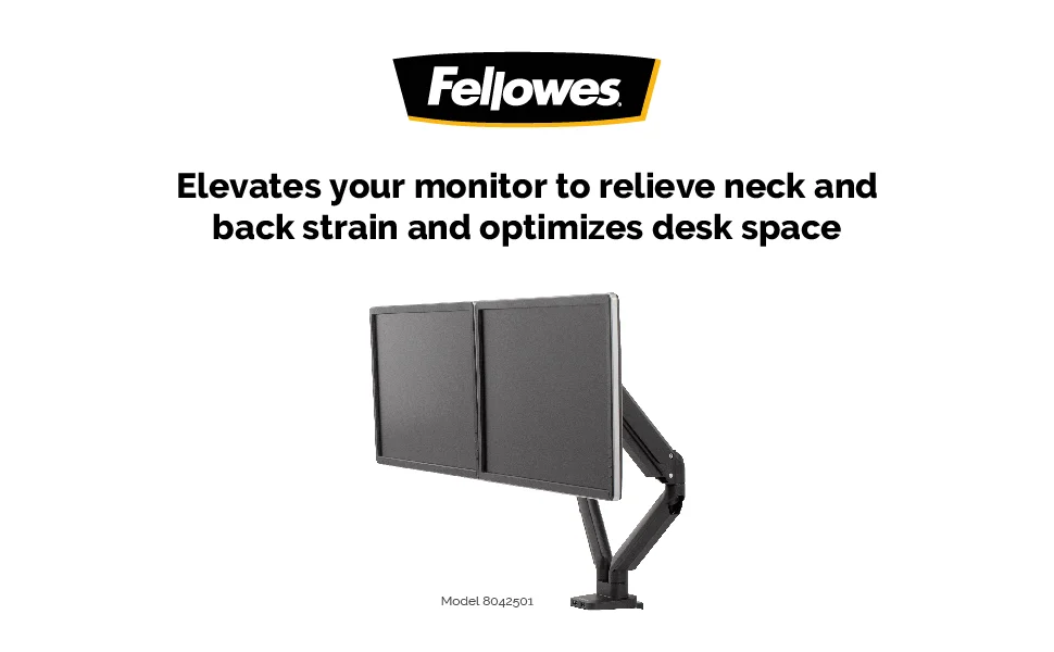 Fellowes Platinum Series Adjustable Dual Monitor Arm - White - Thumbnail 5