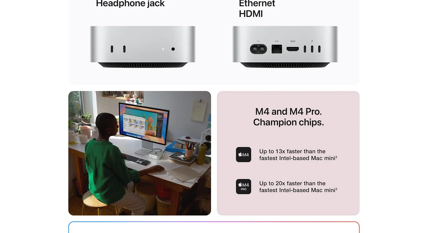 كمبيوتر صغير Apple Mac Mini (2024) M4 رام 16GB SSD 512GB جيجابت إيثرنت - Thumbnail 8