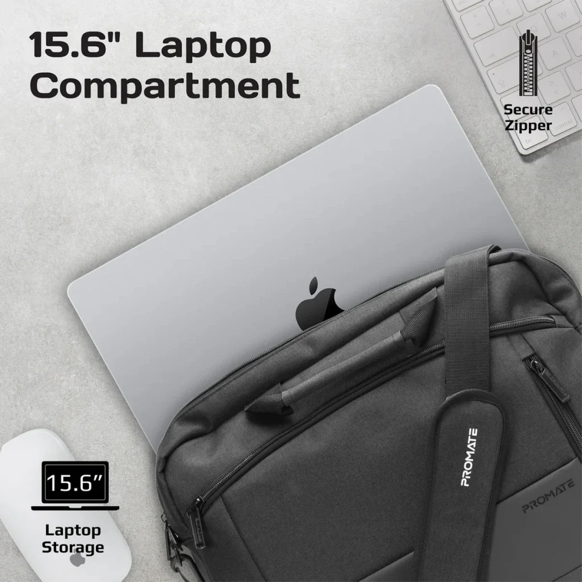 حقيبة لابتوب Promate Satchel-MB ماسنجر خفيفة ومريحة 15.6 إنش - Image 6