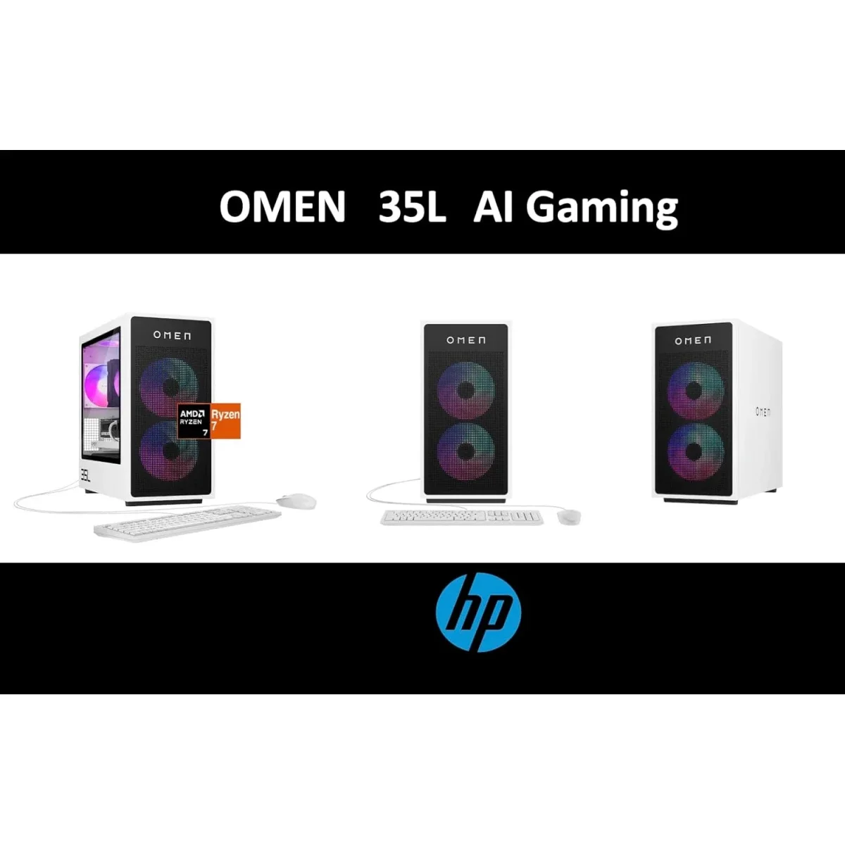 كمبيوتر مكتبي للألعاب HP OMEN 35L GT16-0344 AI Ryzen 7 8700F RTX 5060 Ti 16GB DDR7 رام 16GB SSD 1TB أبيض - Image 2