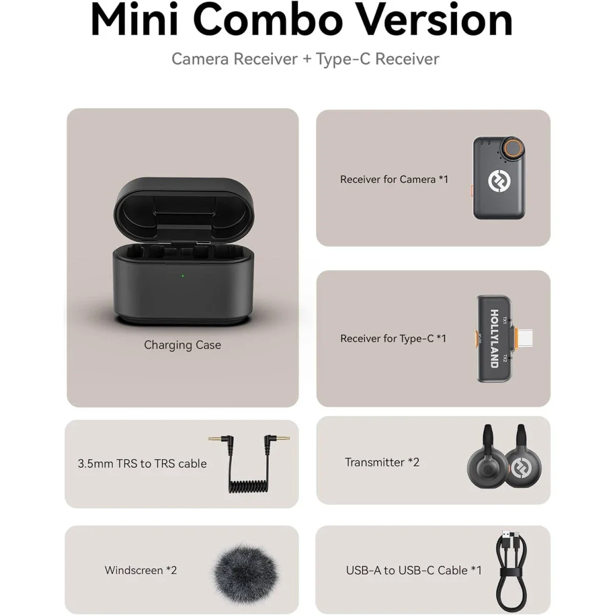 نظام ميكروفون لاسلكي صغير Hollyland Lark M2S Mini Combo مع مستقبل للكاميرا وUSB-C، أسود - Thumbnail 4