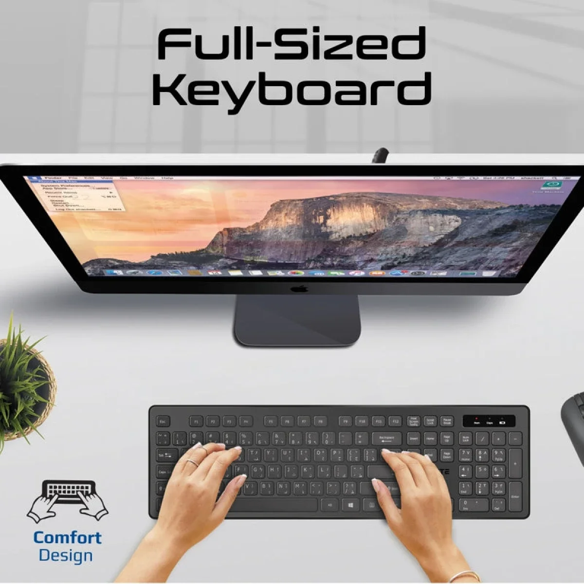 Promate ProCombo-13 Full-Size 2.4GHz Wireless Keyboard & Mouse Combo, Slim Quiet Keys, Arabic/English Layout - Thumbnail 9