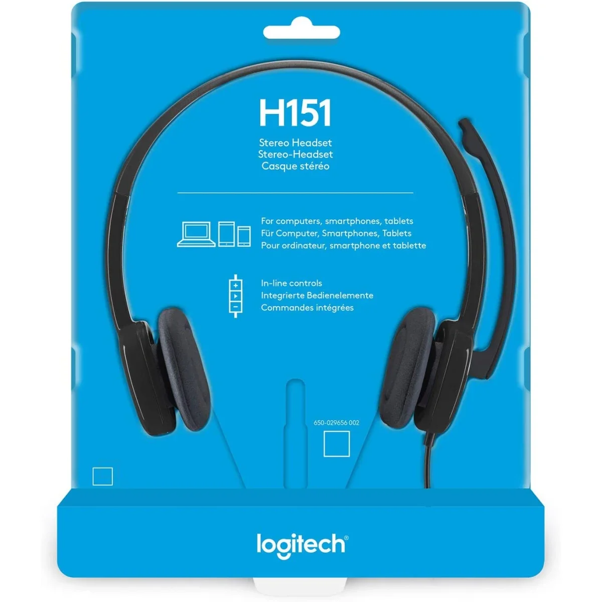 سماعة رأس ستيريو Logitech H151 مع ميكروفون عازل للضوضاء ومقبس صوت 3.5 مم