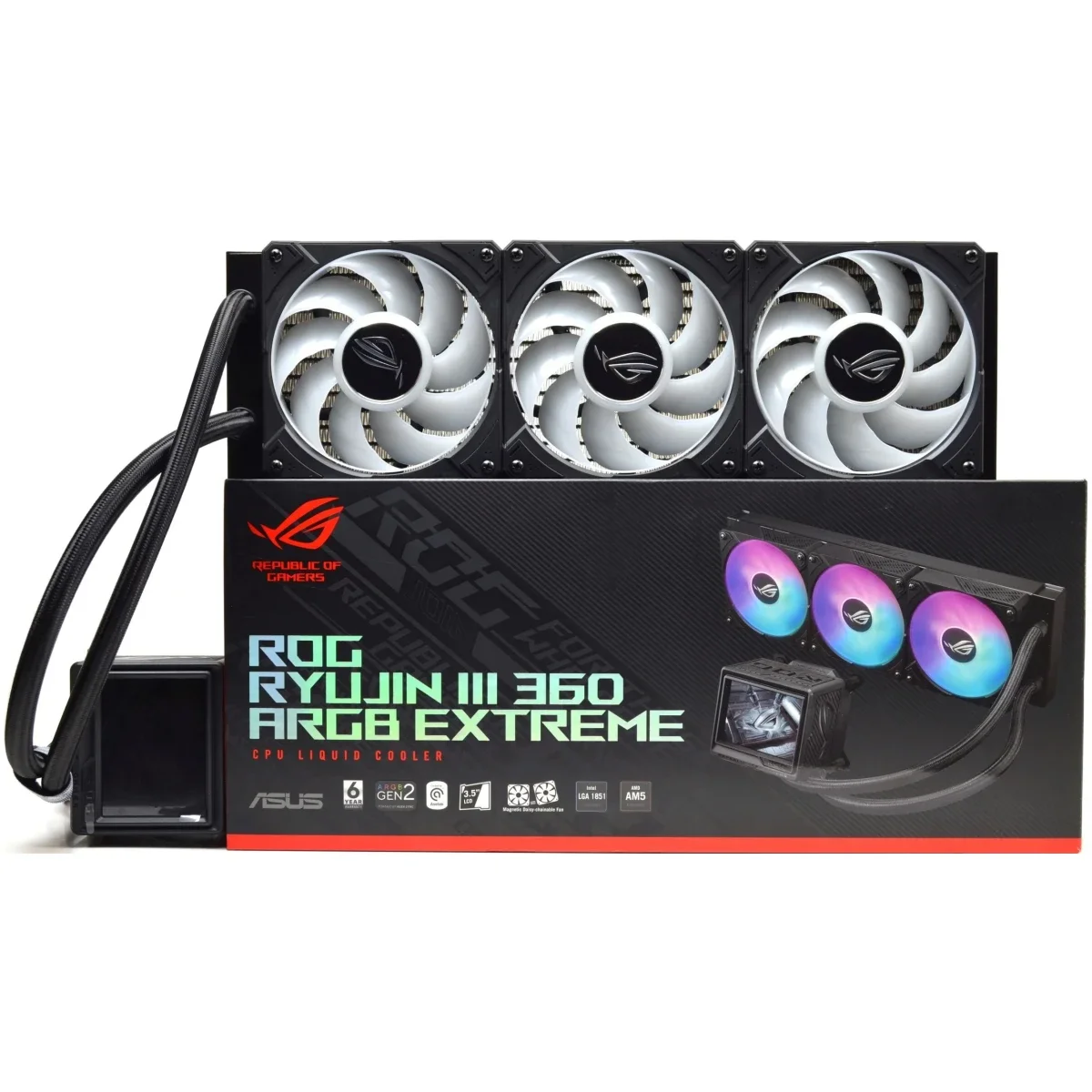 مبرد معالج مائي Asus ROG Ryujin III 360 ARGB Extreme بحجم 360 مم، أسود - Thumbnail 2