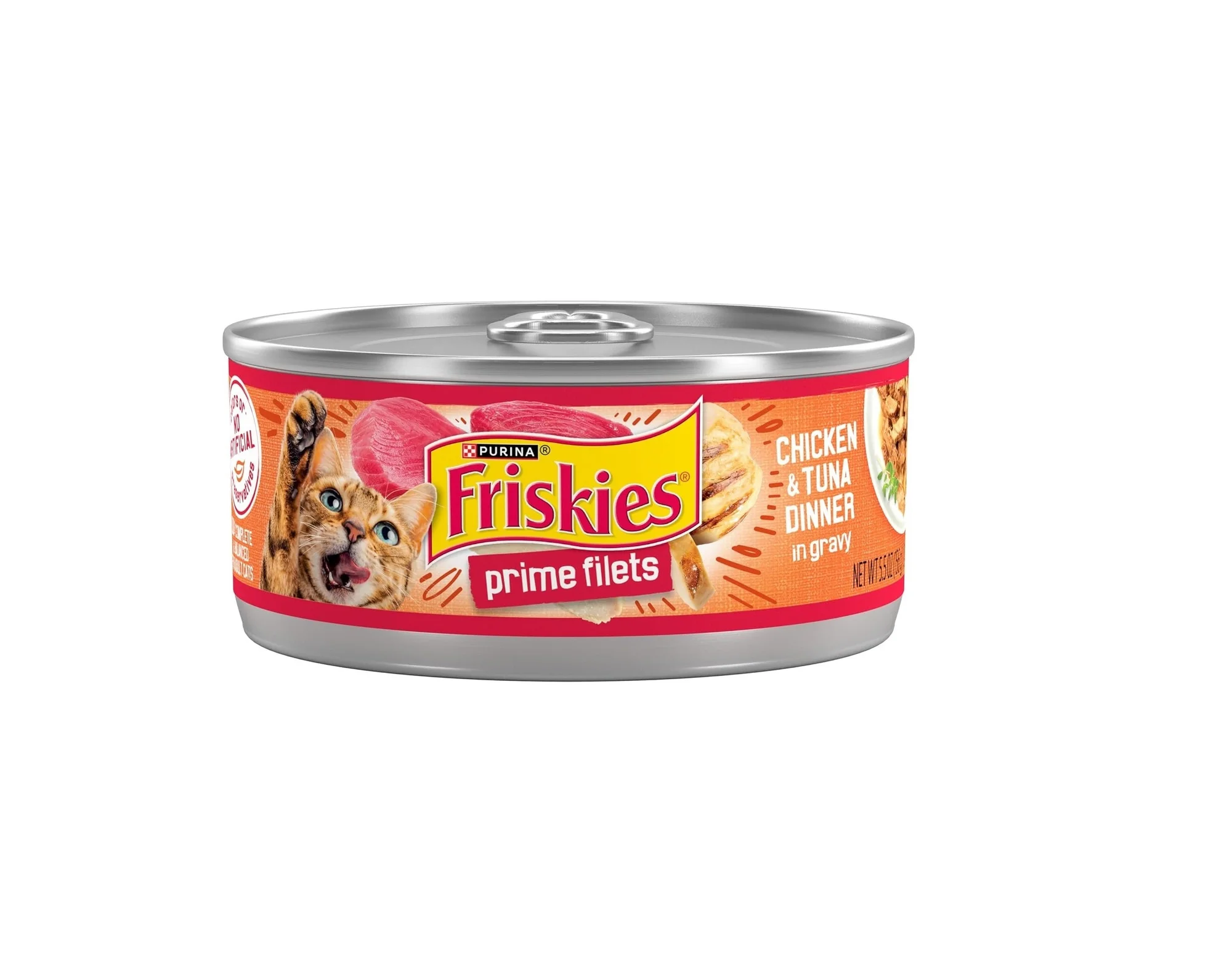 طعام رطب Friskies Prime Filets بالدجاج والتونة في المرق 156g
