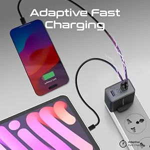 شاحن جداري Promate GaNPort4-67PD بتقنية GaN 67 واط، USB-C مزدوج PD و20 واط وQC 3.0 بقوة 22.5 واط، أسود - Thumbnail 10