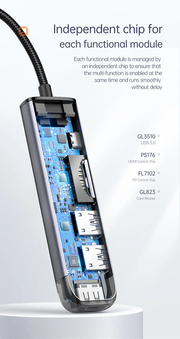 Mcdodo HU-7740 6-in-1 USB-C Hub with HDMI, VGA, 2x USB 3.0, PD 100W & SD/TF - Image 15