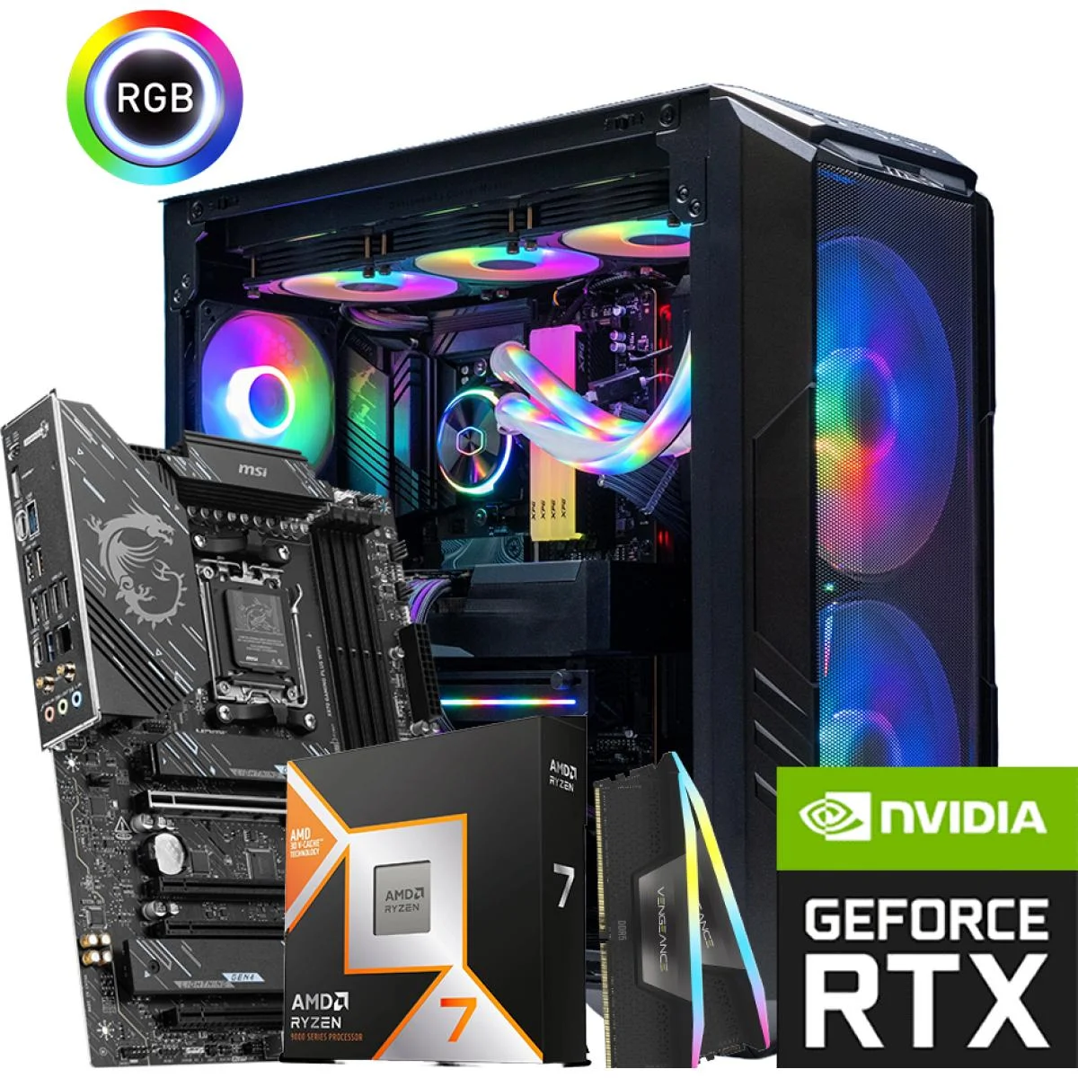 AMD Ryzen 7 9800X3D RTX 5080 16GB Gaming PC with 64GB RAM