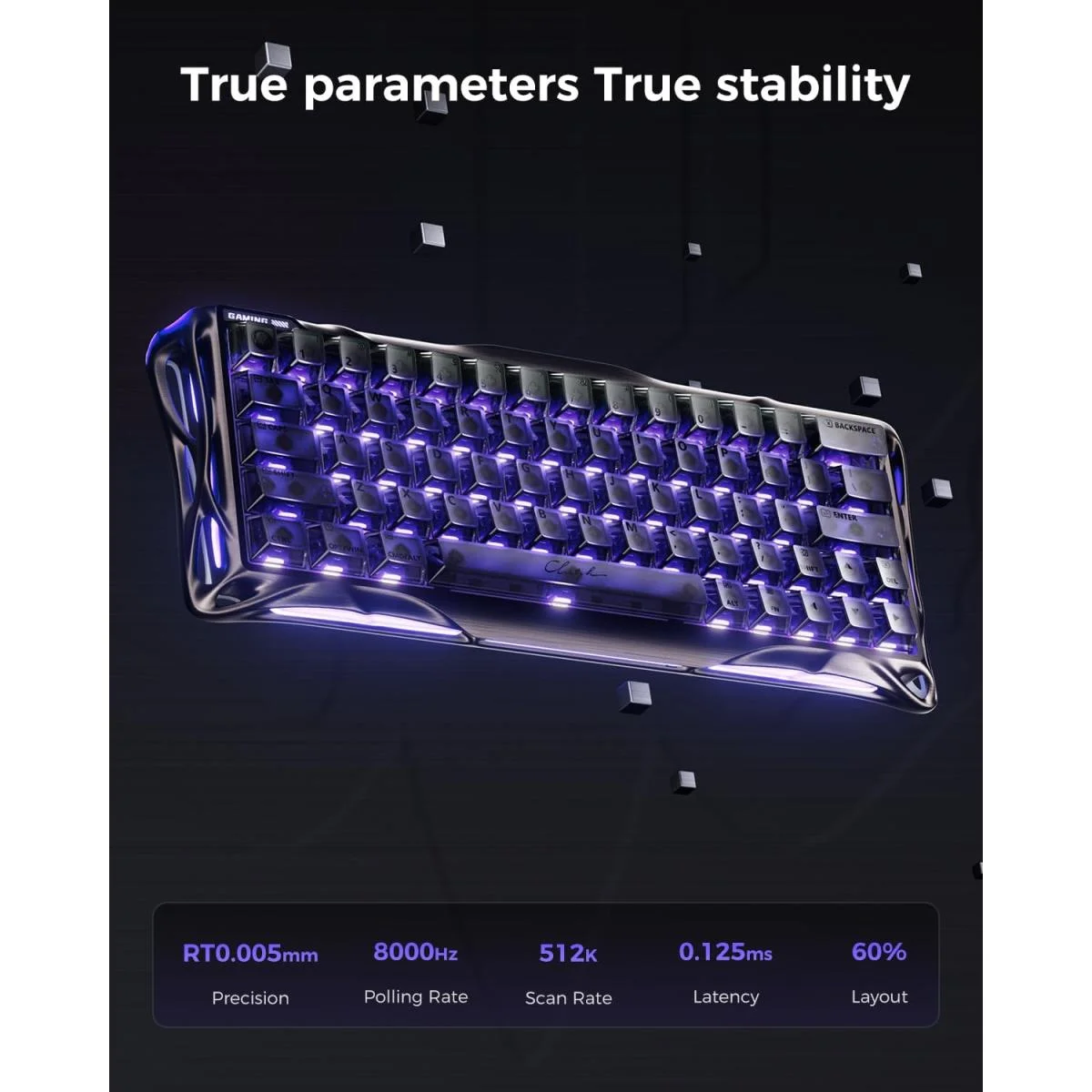 كيبورد ألعاب GravaStar Mercury V60 Pro مغناطيسي HE بنسبة 60%، 8kHz، 0.125ms، أسود - Image 4