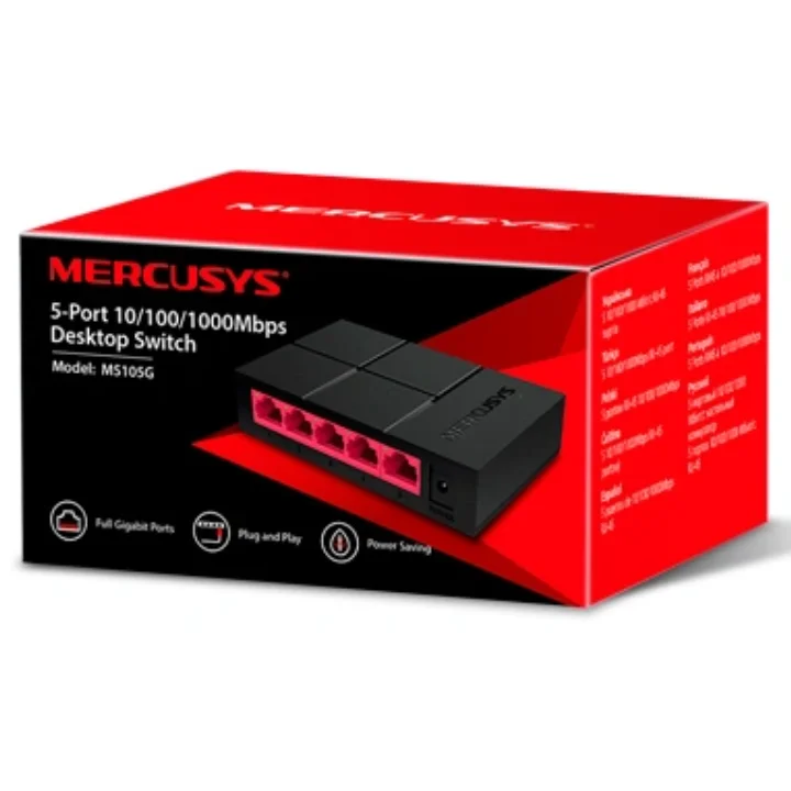 سويتش مكتبي MERCUSYS MS105G جيجابت 5 منافذ بسرعة 10/100/1,000 Mbps - Thumbnail 3