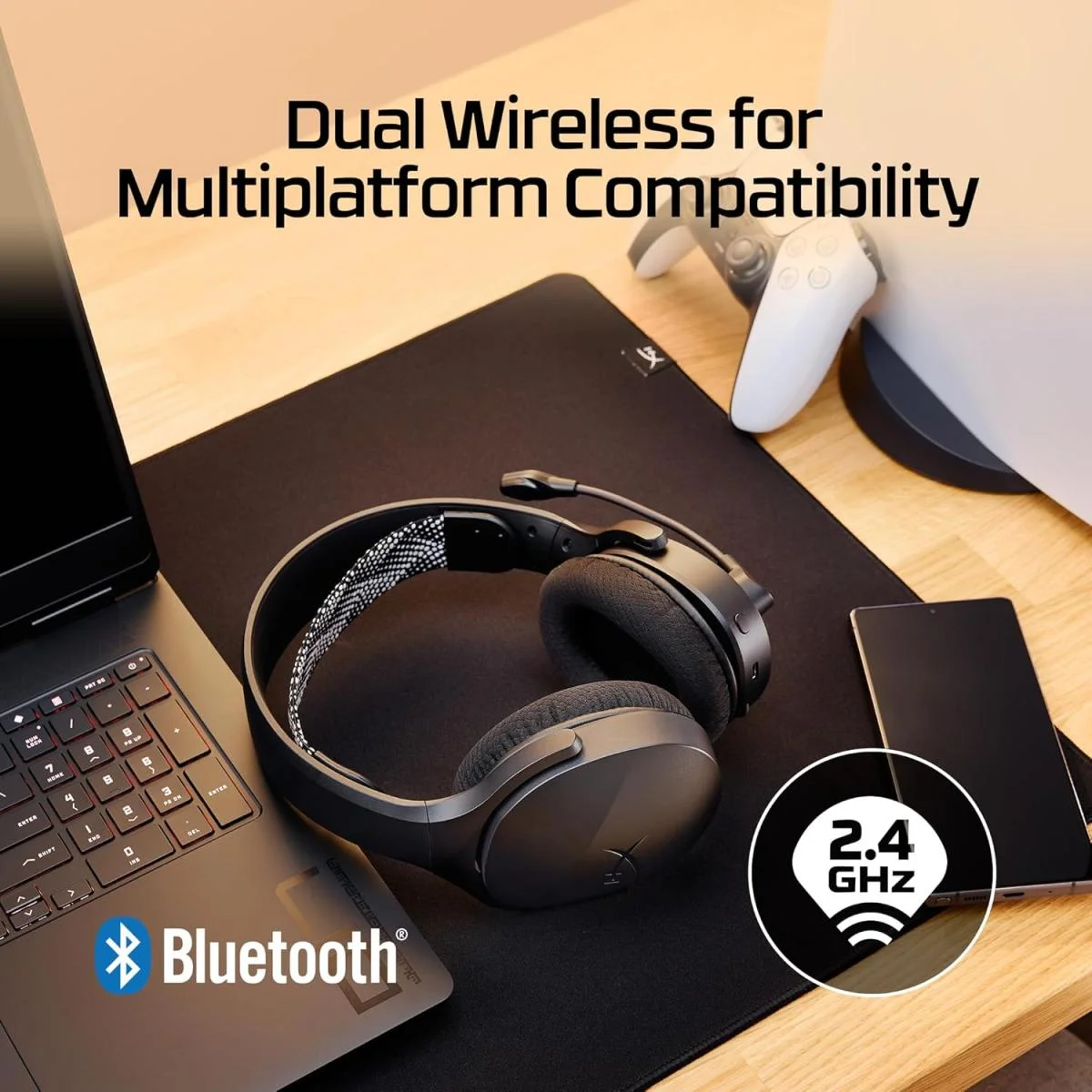 Hyper X Cloud Jet Dual Wireless Gaming Headset with 2.4 GHz & Bluetooth - Image 2