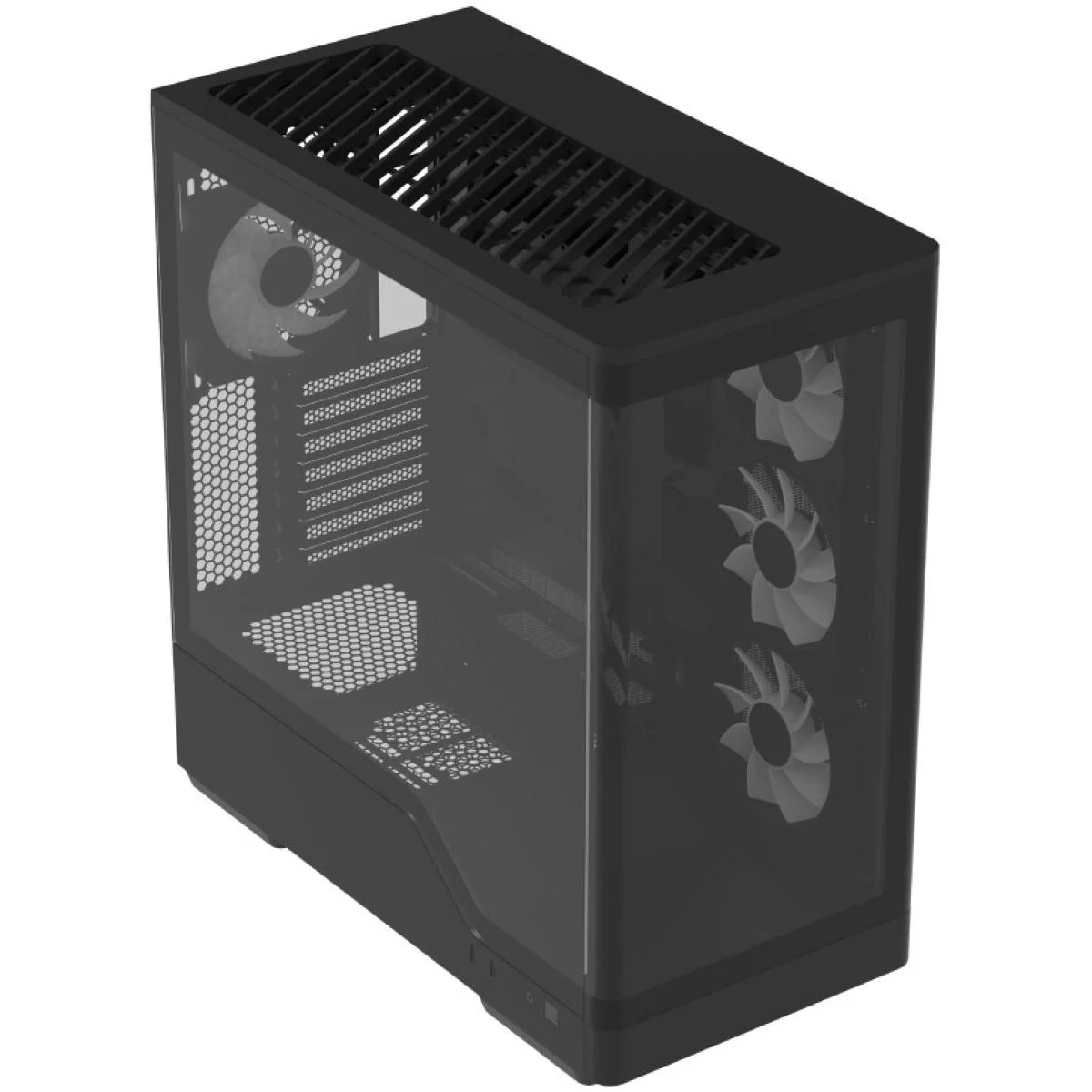 AeroCool P500A Black ARGB ATX Mid-Tower Panoramic Gaming Case with 4 Fans - Image 3