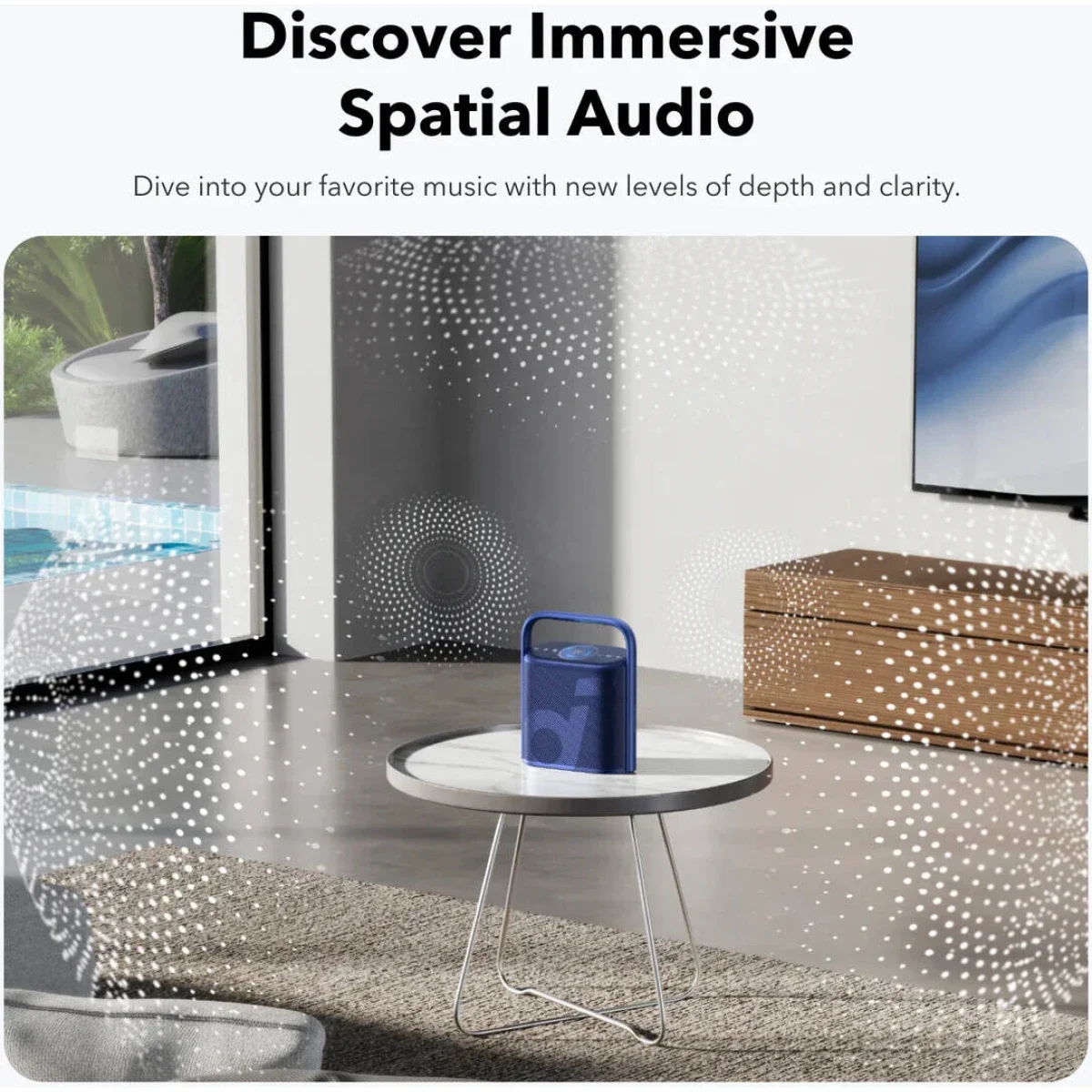 مكبر صوت Anker Soundcore Motion X500 محمول بتقنية Bluetooth وصوت محيطي وثلاثة مشغلات، أزرق - Image 5