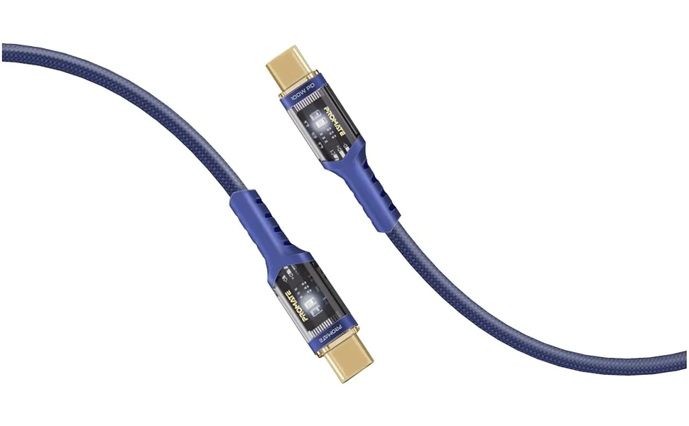 Promate LucidLine-CC120 USB-C to USB-C Fast Charging Cable 100W 120cm Black - Thumbnail 8