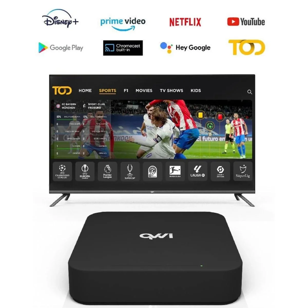 جهاز بث QVWI Q3 Google TV بدقة 4K UHD مع سعة تخزين 32GB وجهاز تحكم صوتي - Thumbnail 2