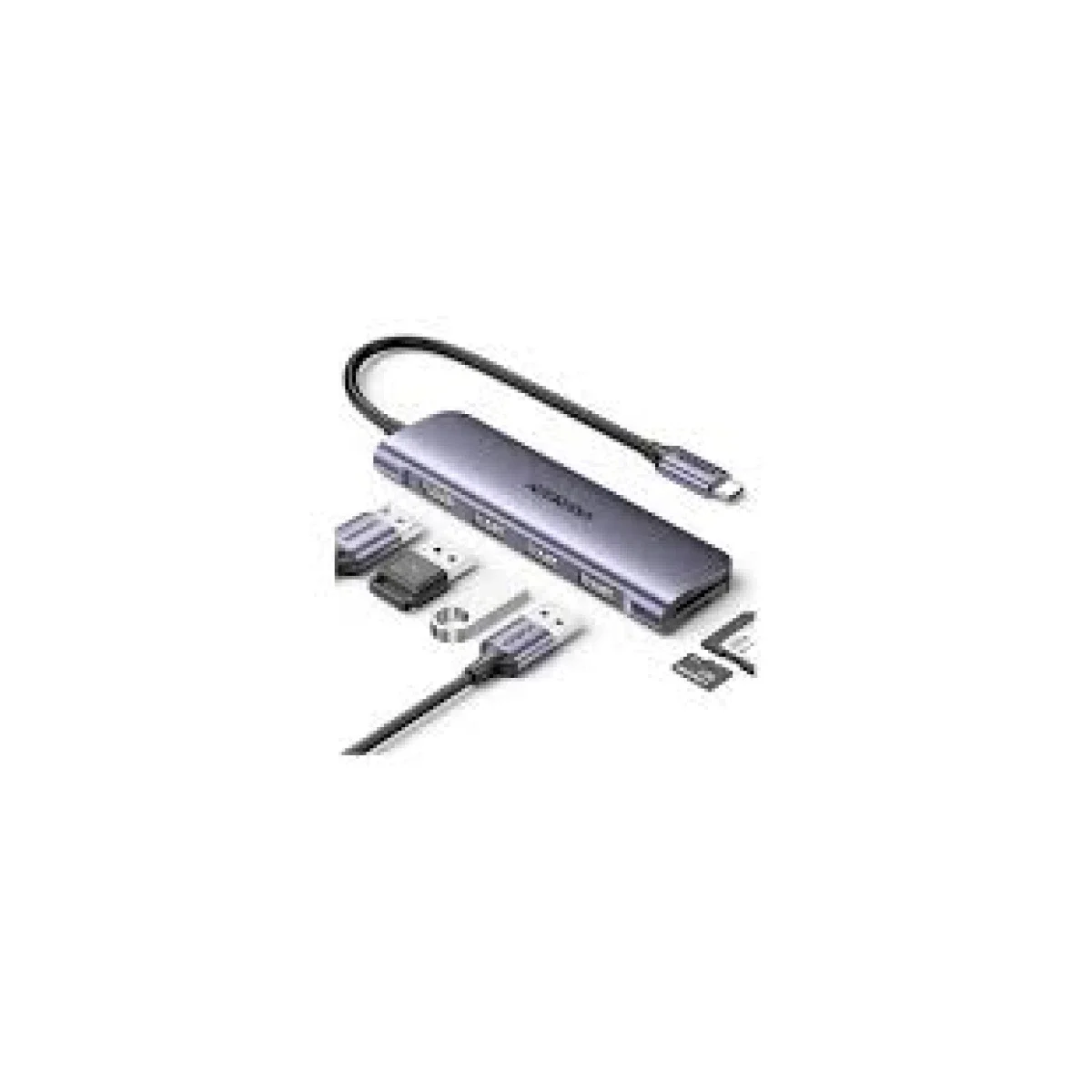 محول Ugreen 20956A USB-C 6 في 1 مع HDMI و3 منافذ USB-A وفتحات SD وTF