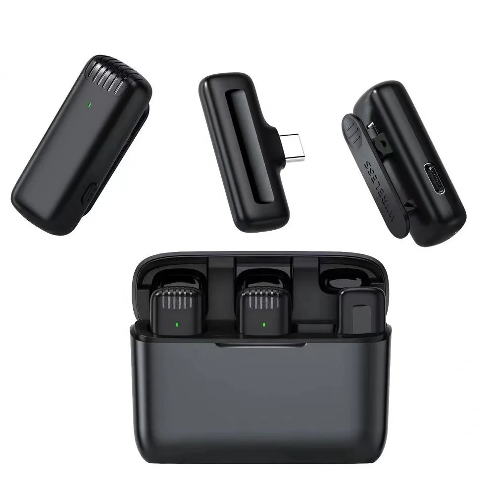 ميكروفون لاسلكي مزدوج لهواتف Android USB Type-C مع علبه شحن