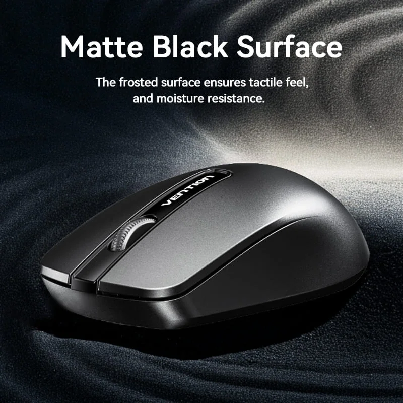 Vention KTBB0 3-Button Wireless Computer Mouse with USB Receiver – Black - Image 3
