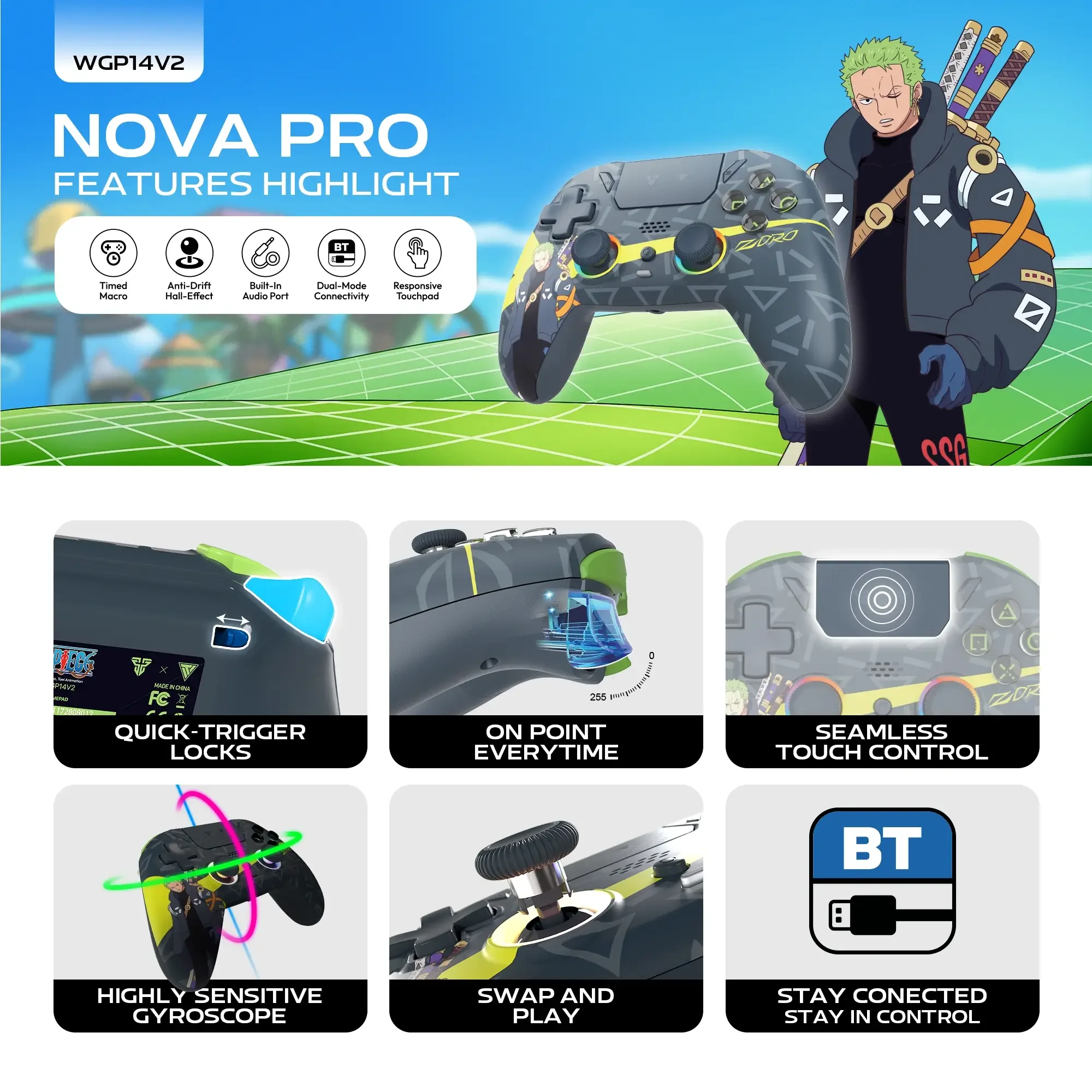 Fantech NOVA PRO WGP14V2 One Piece Zoro Egghead Edition Multi-Platform Gamepad - Image 6