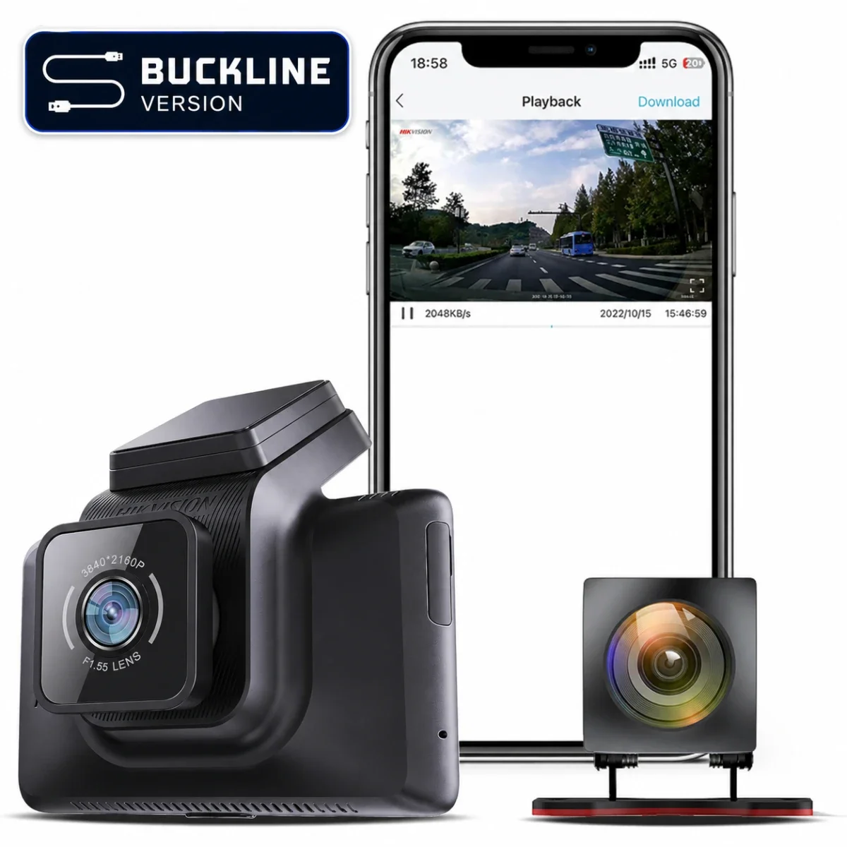 كاميرا سيارة مزدوجة HIKVISION أمامية 1440P وخلفية 1080P AE-DC4328-K5 (2CH) BUCKLINE