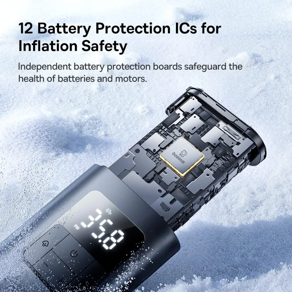 Baseus VA1 Dual-Power Car Tire Inflator with Flashlight and 6000mAh Power Bank - Thumbnail 9