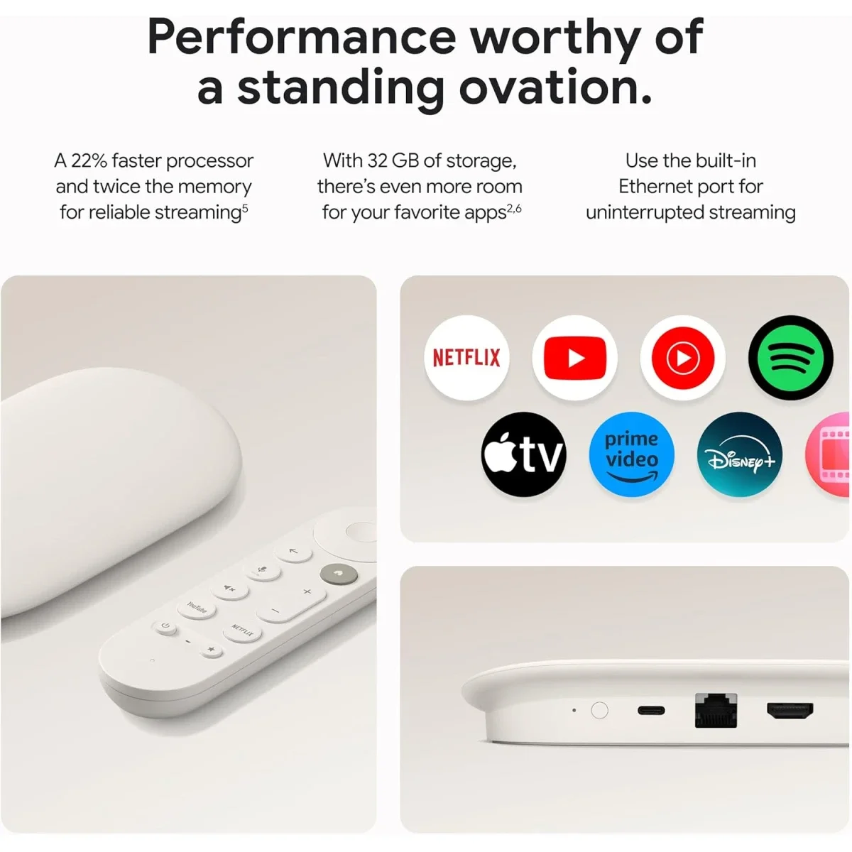 جهاز بث Google TV Streamer 4K مع ريموت صوتي وسعة 32GB، Porcelain - Thumbnail 6