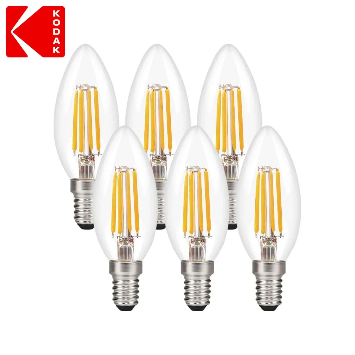 لمبة شمعة Kodak LED فيلامنت C37 بقاعدة E14 أبيض دافئ 4 واط 470 لومن